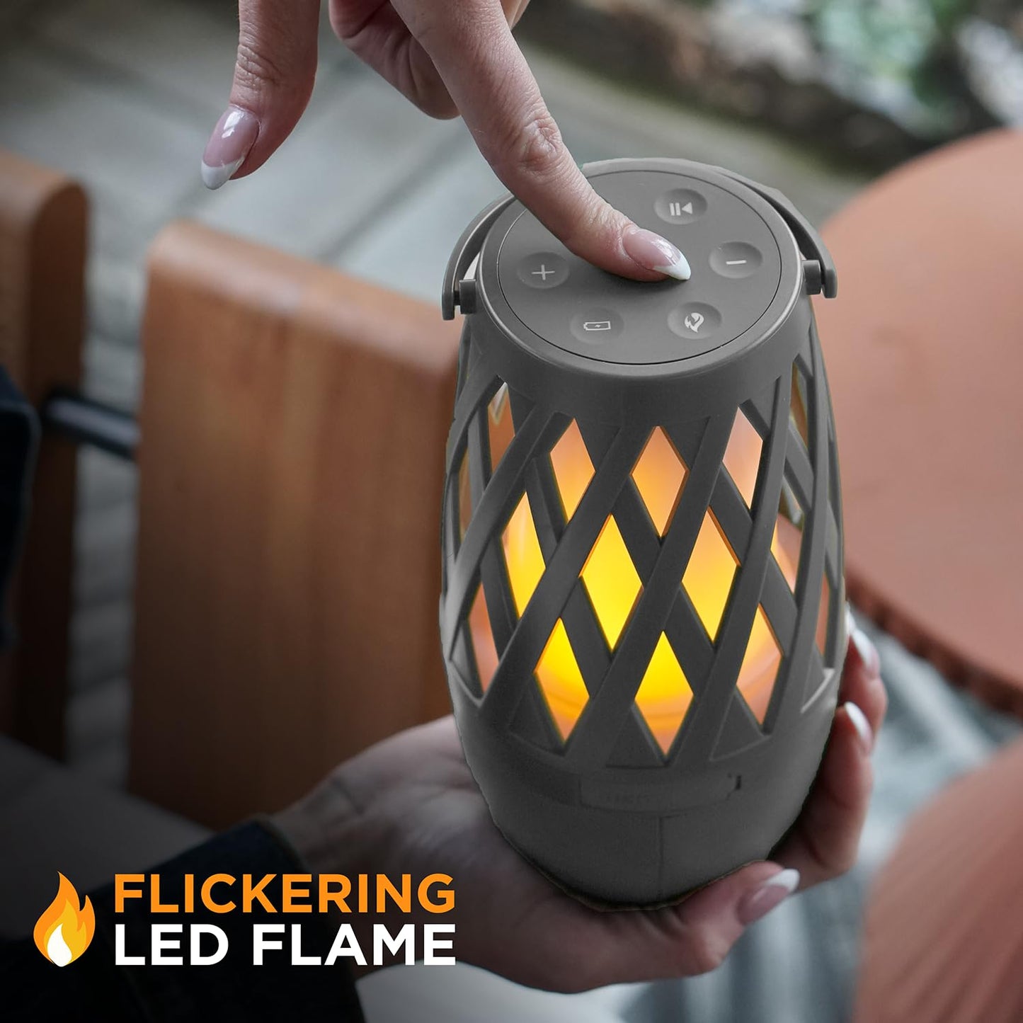 Limitless TikiTunes Pro Portable Bluetooth 10-Watt Speaker with 3-Mode LED Flame Light, Pair up to 100 Speakers, 4000 mAh Battery