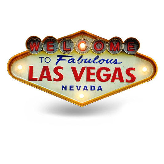WUSILILU Neon Sign, LED Metal Vintage Decoration Las Vegas Welcome Wall Light Sign Night Novelty Lighting for Kitchen Bar Game Room Arcade