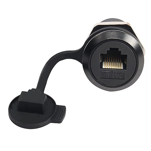QIANRENON RJ45 Shielded Panel Mount Coupler, Cat6A Female to Female Pass Through Connector, Ethernet RJ45 500MHz Bulkhead Extension Interface Adapter