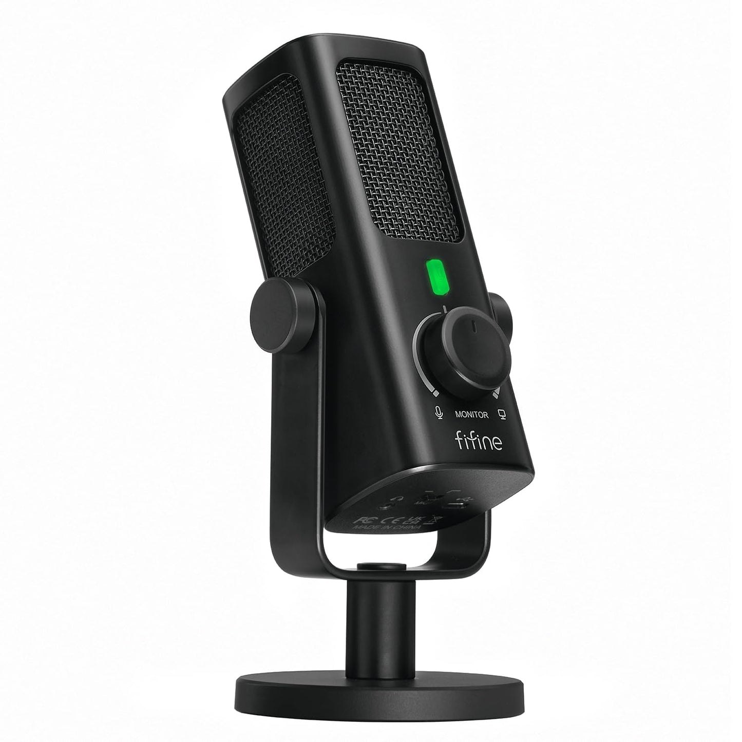 FIFINE USB-Podcast-Condenser-Microphone for Studio-Recording/Computer-Streaming, Desktop-Metal-Mic for YouTube Music Vocal Creation, with Monitor-Mix