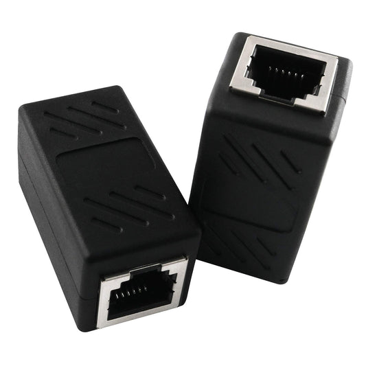 AXLIZER 2PCS RJ11 6P4C Inline Coupler Modular Female to Female Straight Telephone Extension Cable Cord Coupler Adapter Jack, Black
