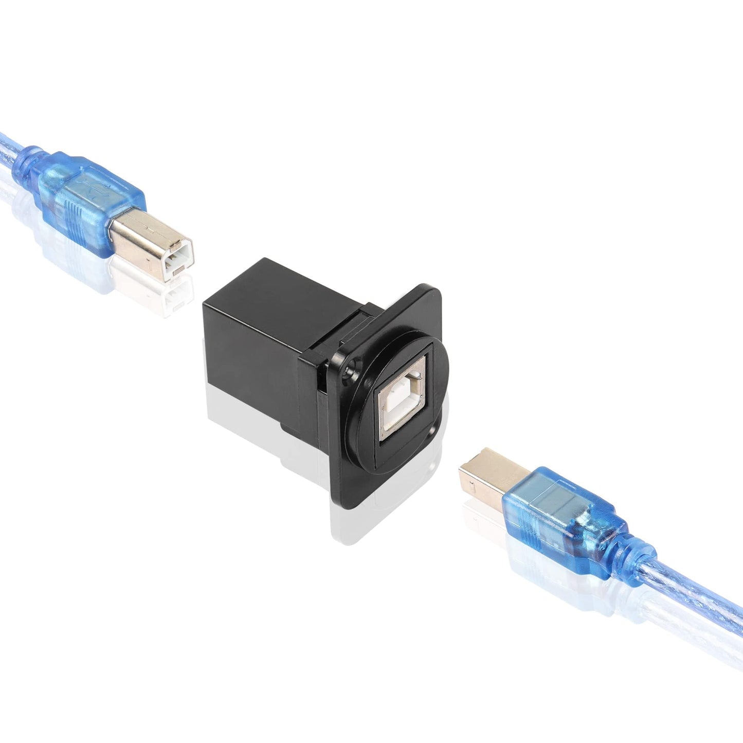 QIANRENON D-Type USB B 2.0 Panel Mount Solderless Connector, USB Type B Female to Female Coupler Socket Panel Mount Pass Through Adapter Fixed Panel…
