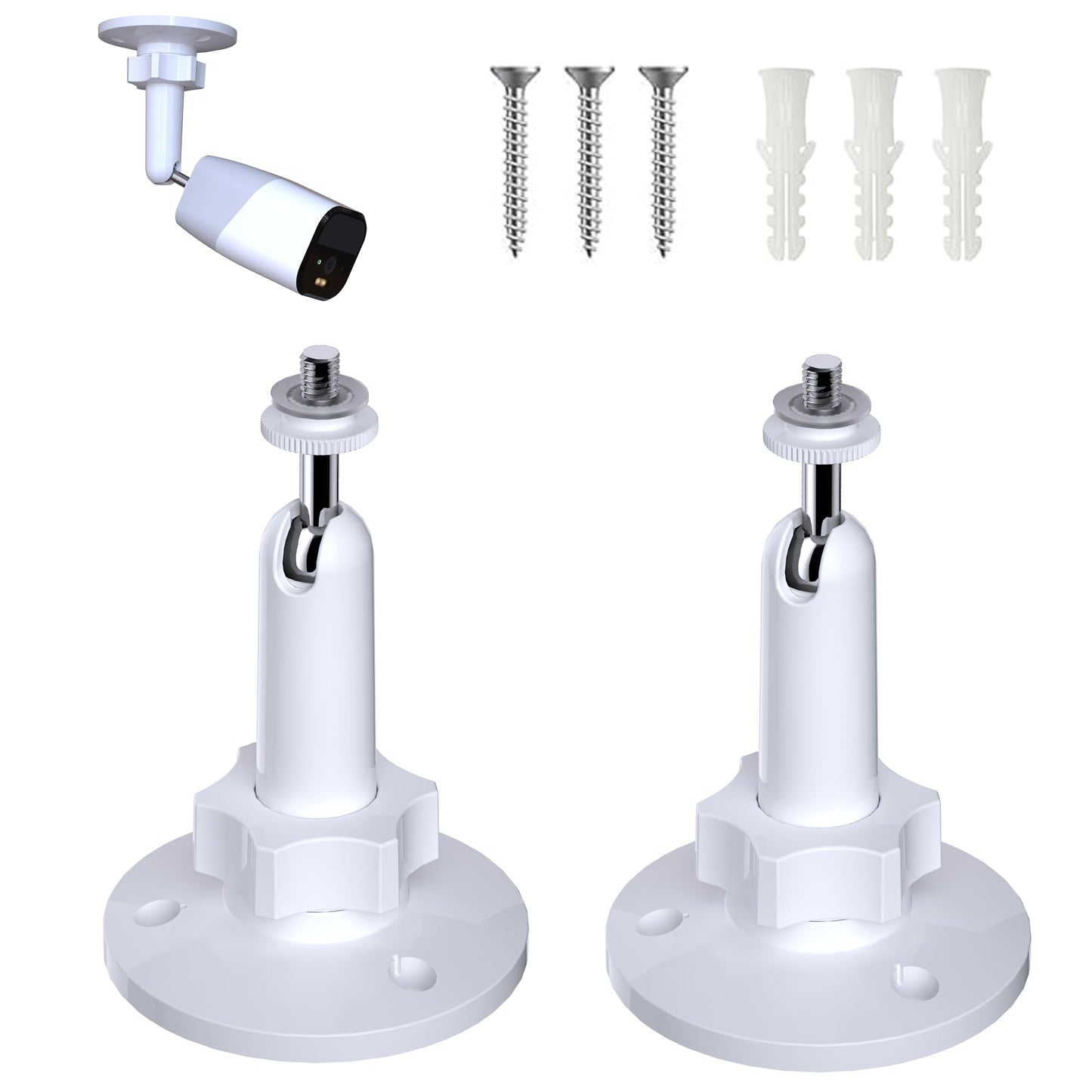 2 Pack Wall Mount Holder Compatible with Ring, Arlo, Eufy, Wyze, Nest Camera Indoor/Outdoor, for eufyCam SoloCam 360° Adjustable Mount Bracket