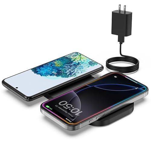 TAMOXI Wireless Charger, 10W Max Dual Charging Pad for iPhone 17/16/15/14/13/12/11/XR/X/8, Airpods 4/3/2/Pro, Samsung Galaxy S25/S24/S23/S22/S21, QC