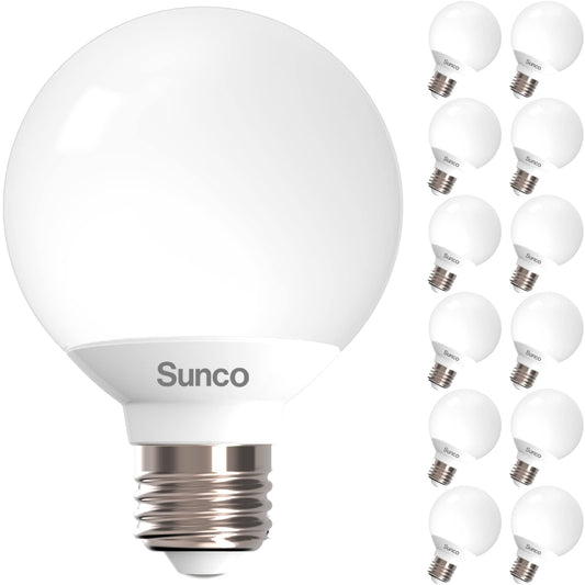 Sunco 12 Pack G25 LED Light Bulb, Globe, Vanity Bathroom Mirror, 6W=40W
