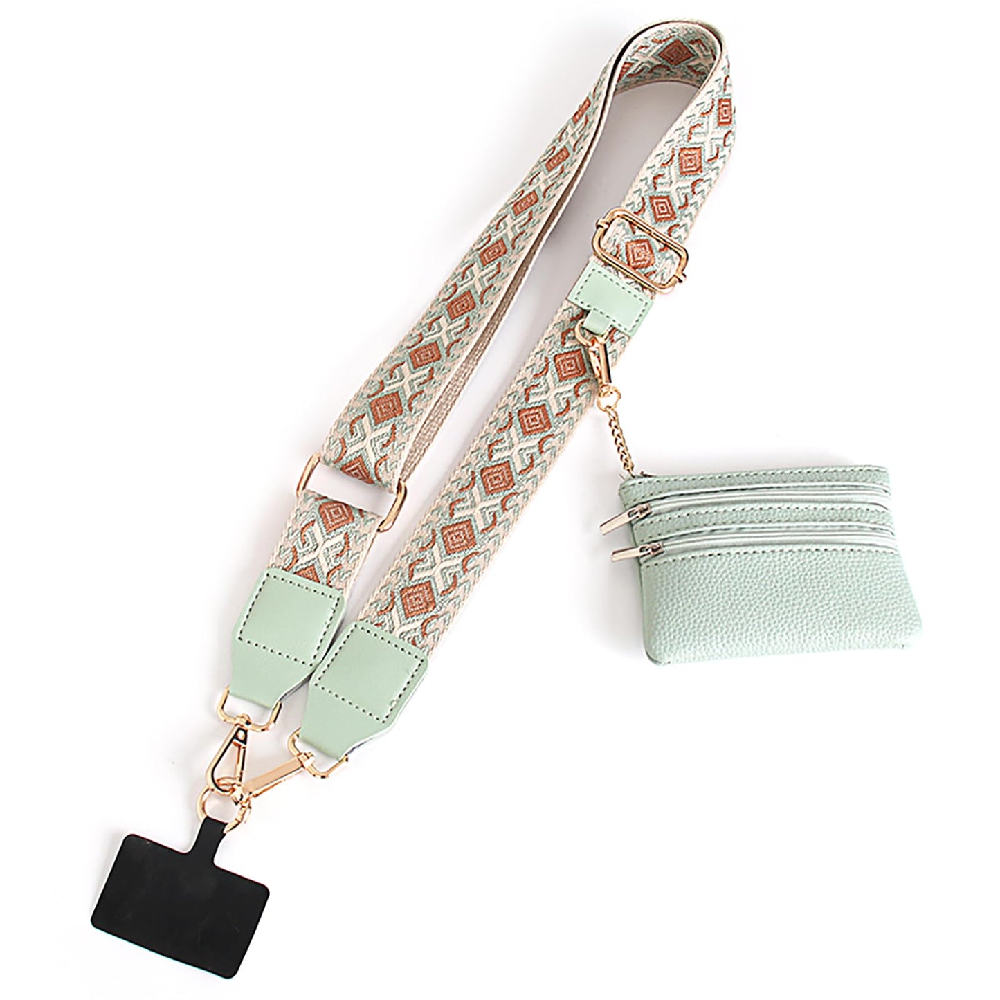 crazyliandlin Phone Strap with Zippered Pouch, Clip and Go Strap for Phone with Wallet Crossbody, Phone Strap Crossbody (new pattern-Water wave