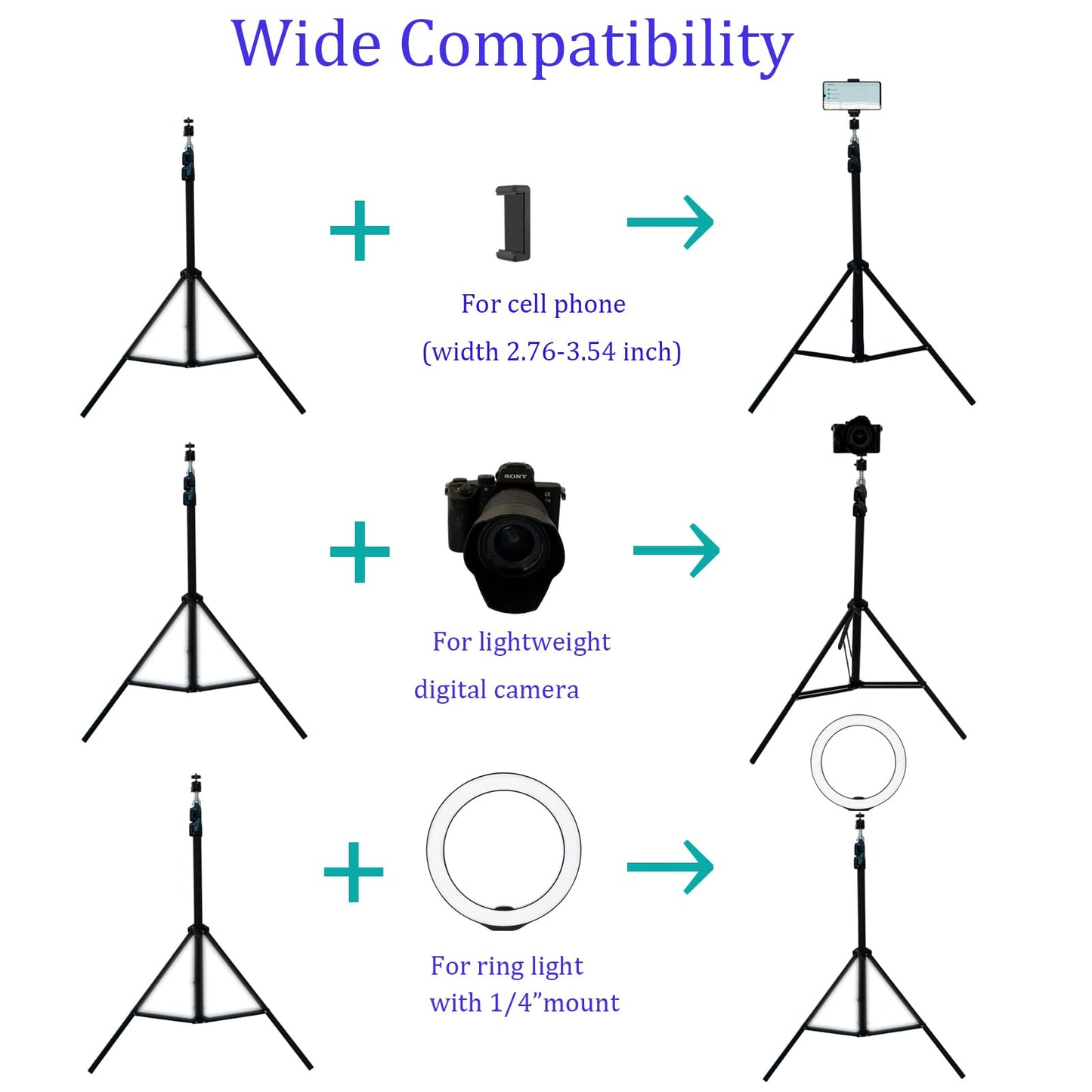 Up to 82.6 Inch Tall Tripod for Cell Phone and Lightweight Camera, Super Tall Tripod with Cell Phone Holder for iPhone 17 Pro Max, 16 Pro Max, Galaxy