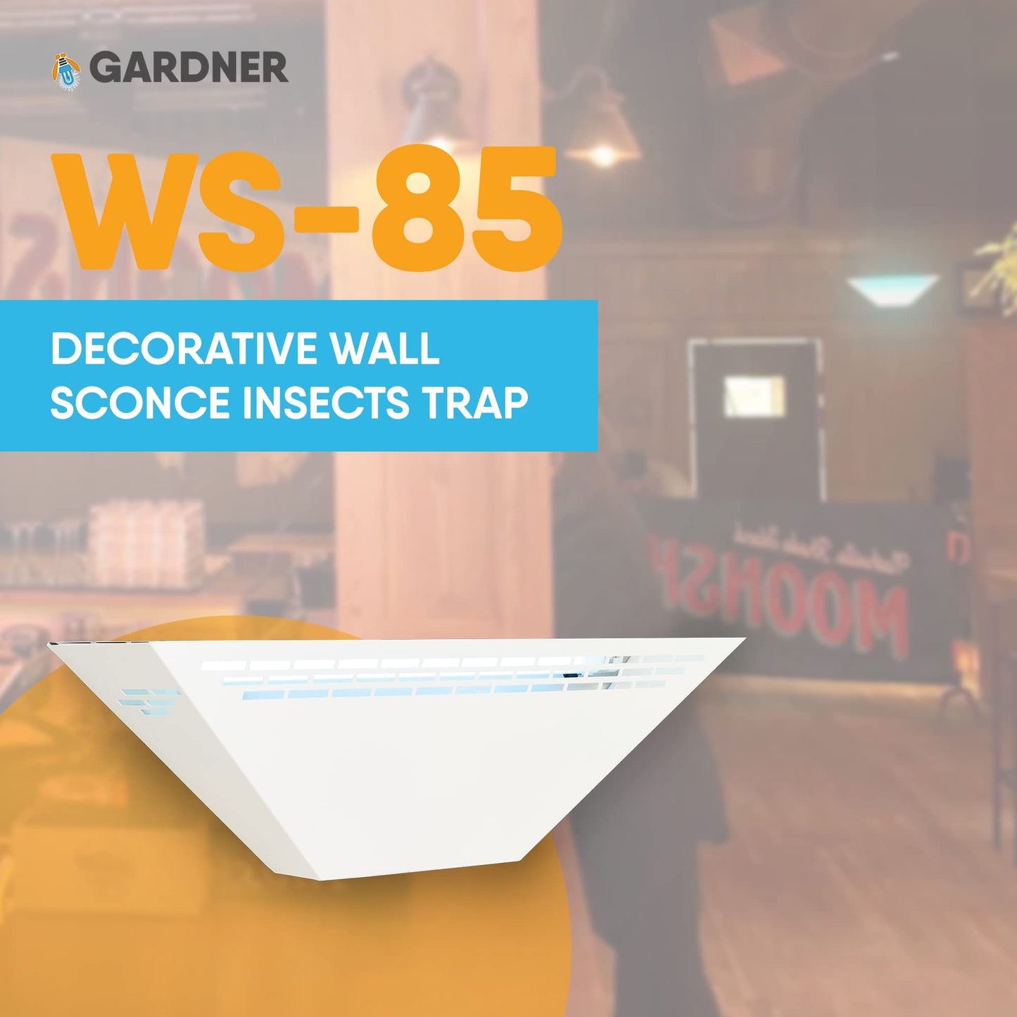 Gardner WS-85 Wall Sconce Fly Light Trap - Hides Captured Flies, Mosquitoes, Other Insects - Shatterproof UV Lamp -Homes, Kitchens, Restaurants