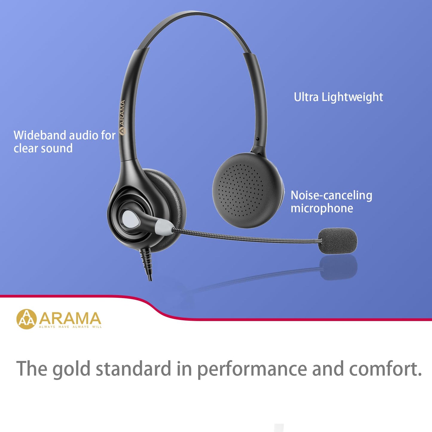Arama Telephone Headsets for Yealink Phones RJ602Y1 RJ9 Office Wired Headset with Mic Noise Canceling Compatible with Yealink VoIP Phone T54W T46U