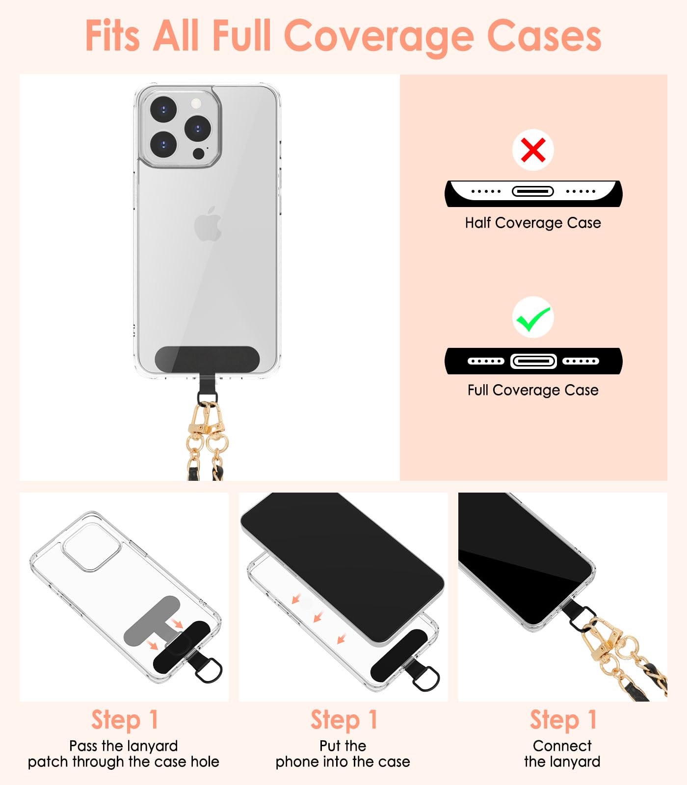 MoKo Universal Phone Lanyard, Metal Cell Phone Chain Crossbody Strap