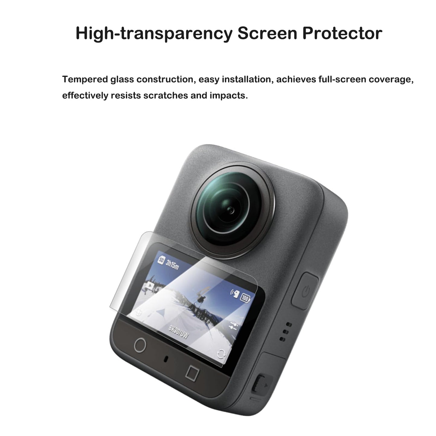 VEETALEE Lens Guards Set for DJI Osmo 360, Include PC Lens Protector Cover, 2 Pack Screen Protectors, PU Carrying Case, Accessories Kit Compatible