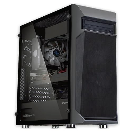 Zalman Z1 Plus ATX Mid-Tower PC Case - Tempered Glass Side Panel - 3 x 120mm Fans Pre-Installed - 5.25" ODD Support - USB 3.0 - Desktop Computer