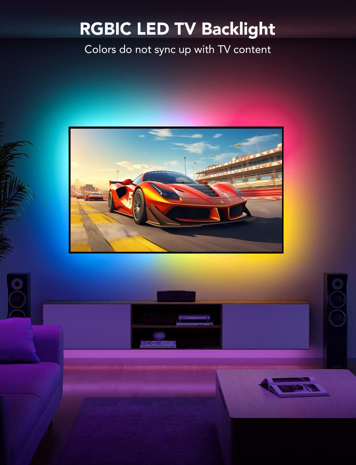 Govee TV LED Backlight Strip, RGBIC Smart LED Backlight for 40-50inch TVs, Music Sync, Wi-Fi Bluetooth & App Control, Works with Alexa & Google