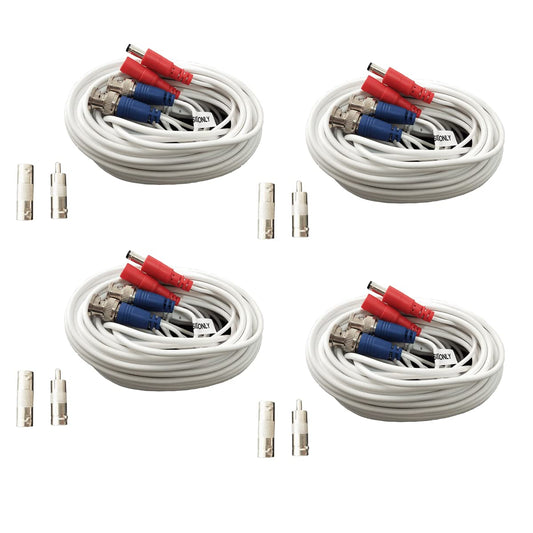 Yuarisx 4 Pack 50ft All-in-One Video Power Cables, Security Camera Cable BNC Extension Surveillance Wire Cord for CCTV Security DVR System