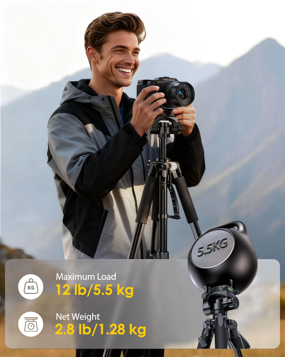 UBeesize 67” Camera Tripod with Travel Bag, Cell Phone Tripod with Bluetooth Remote and Phone Holder, Compatible with All Cameras, Cell Phones