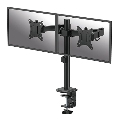 Fellowes Everyday Adjustable Dual Monitor Arm - Holds Two Screens up to 32" (inch) Weighing 19.84 lbs Each, Tilt, Swivel, Rotate, VESA 75/100, Clamp