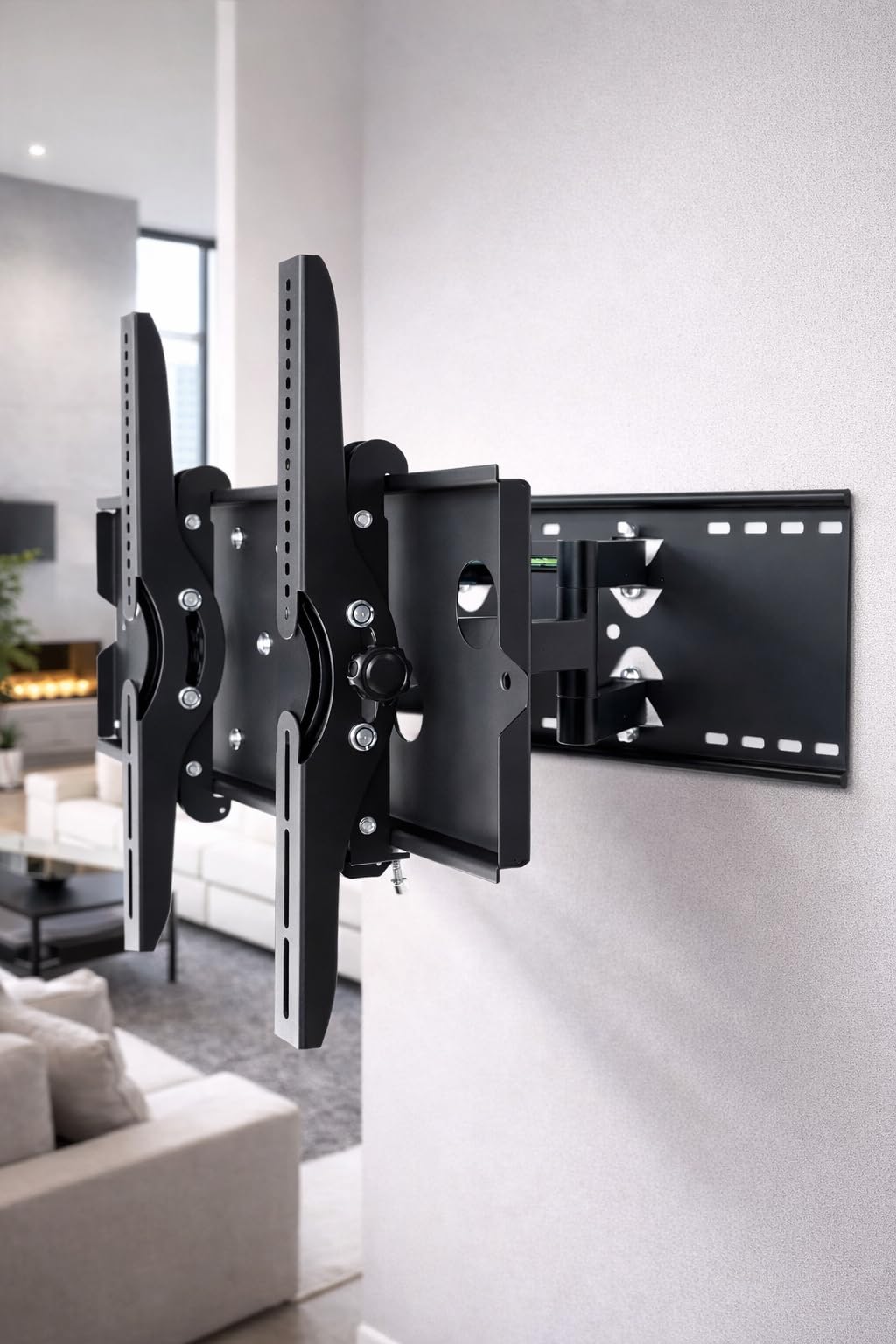 2xhome TV Wall Mount Bracket (Dual Arm) + Free HDMI Cable - Secure Cantilever LED LCD Plasma Smart 3D WiFi Flat Panel Screen Monitor Moniter Display