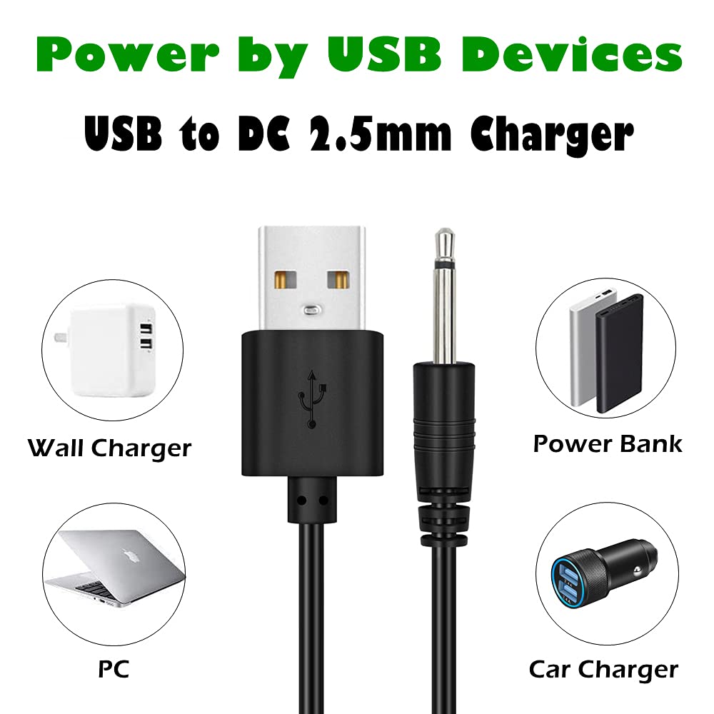 2 Pack 2.7ft Replacement DC Charging Cable, USB to DC 2.5mm Fast Charger Cord Adapter - 2.5mm (This is NOT Barrel Jack)