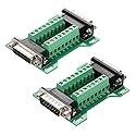 Jienk 2Pcs DB15 Male to Female Terminal Breakout Board, RS232 D-SUB Serial to 15pin Port Terminal Block Gender Changer Connector