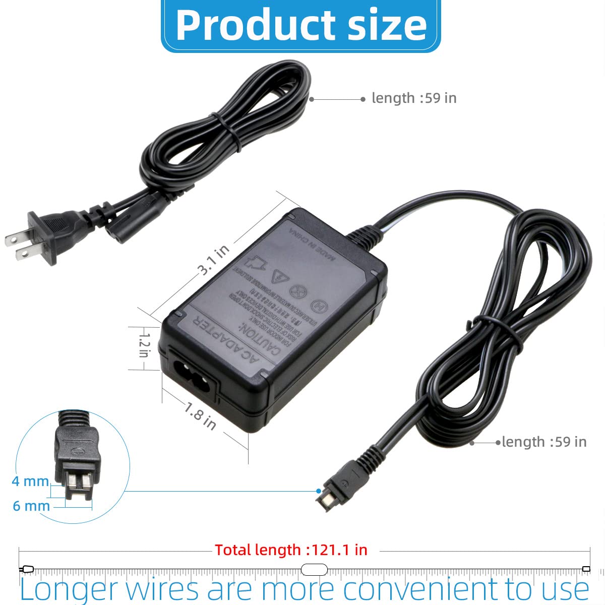 Glorich AC-L200 Replacement AC Power Adapter/Charger to Replace AC-L200 L200C L200D AC-L25 L25A L25B L25C for Sony Handycam DCR-HC40 PC109 SX85