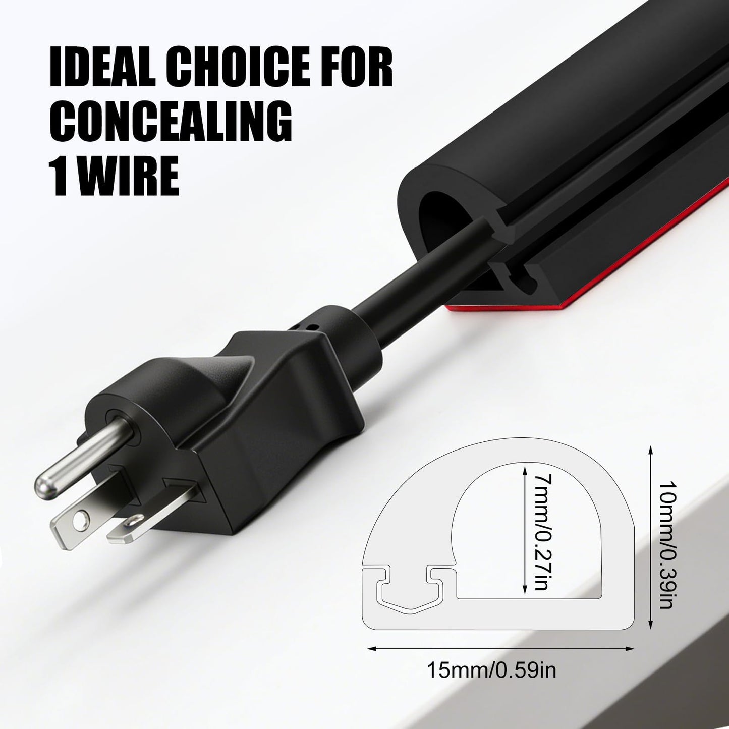 Wall Cord Hider, Flexible Self-Adhesive Wire Cover, Side-Open Cable Raceway for Cords on Wall, Cord Concealer for Mounted TV, Home Theater & Office