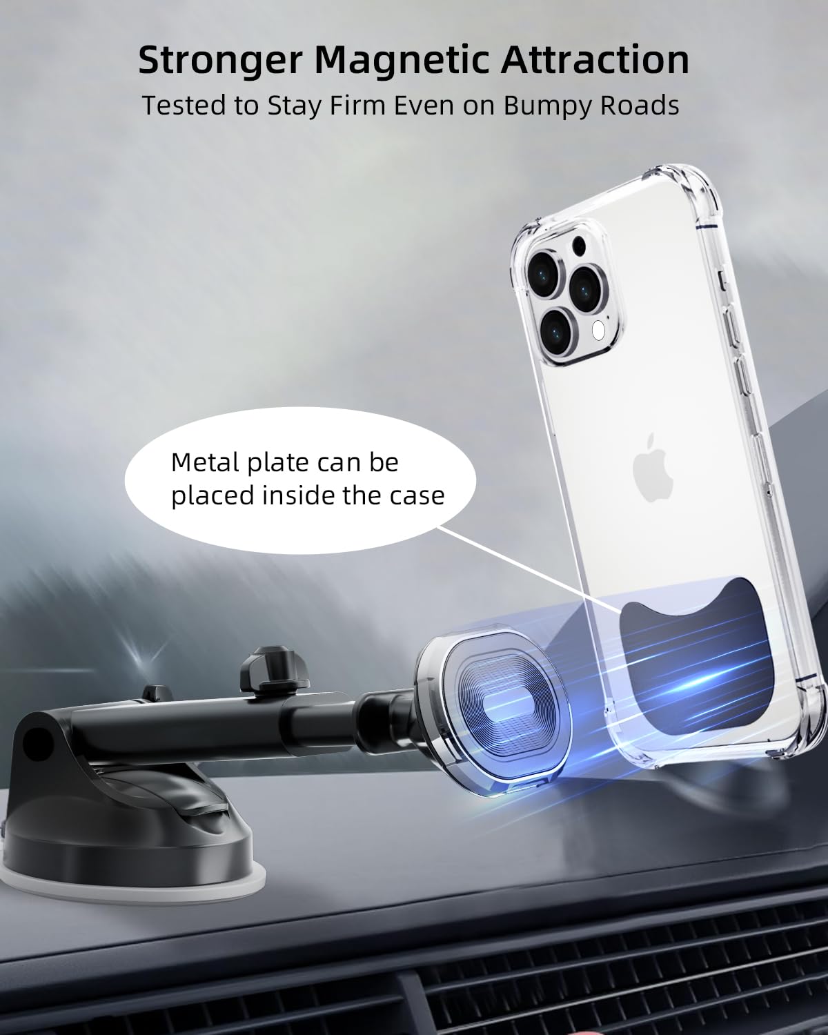 volport Metal Plate for Phone Magnet, Universal Steel Plate with Adhesive Backing for Car Magnetic Mount Cell Phone Holder, Replacement Mounting Disc