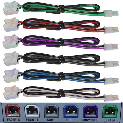 Digital Restock - 6 Home Theater Speaker Cables for Sony Samsung Etc / 4.2mm Connectors/Includes Tool-Free Wire Crimp Splices.