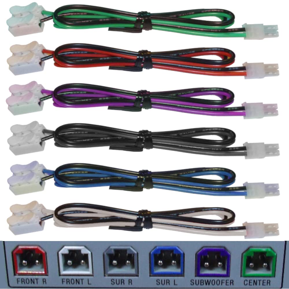 Digital Restock - 6 Home Theater Speaker Cables for Sony Samsung Etc / 4.2mm Connectors/Includes Tool-Free Wire Crimp Splices.