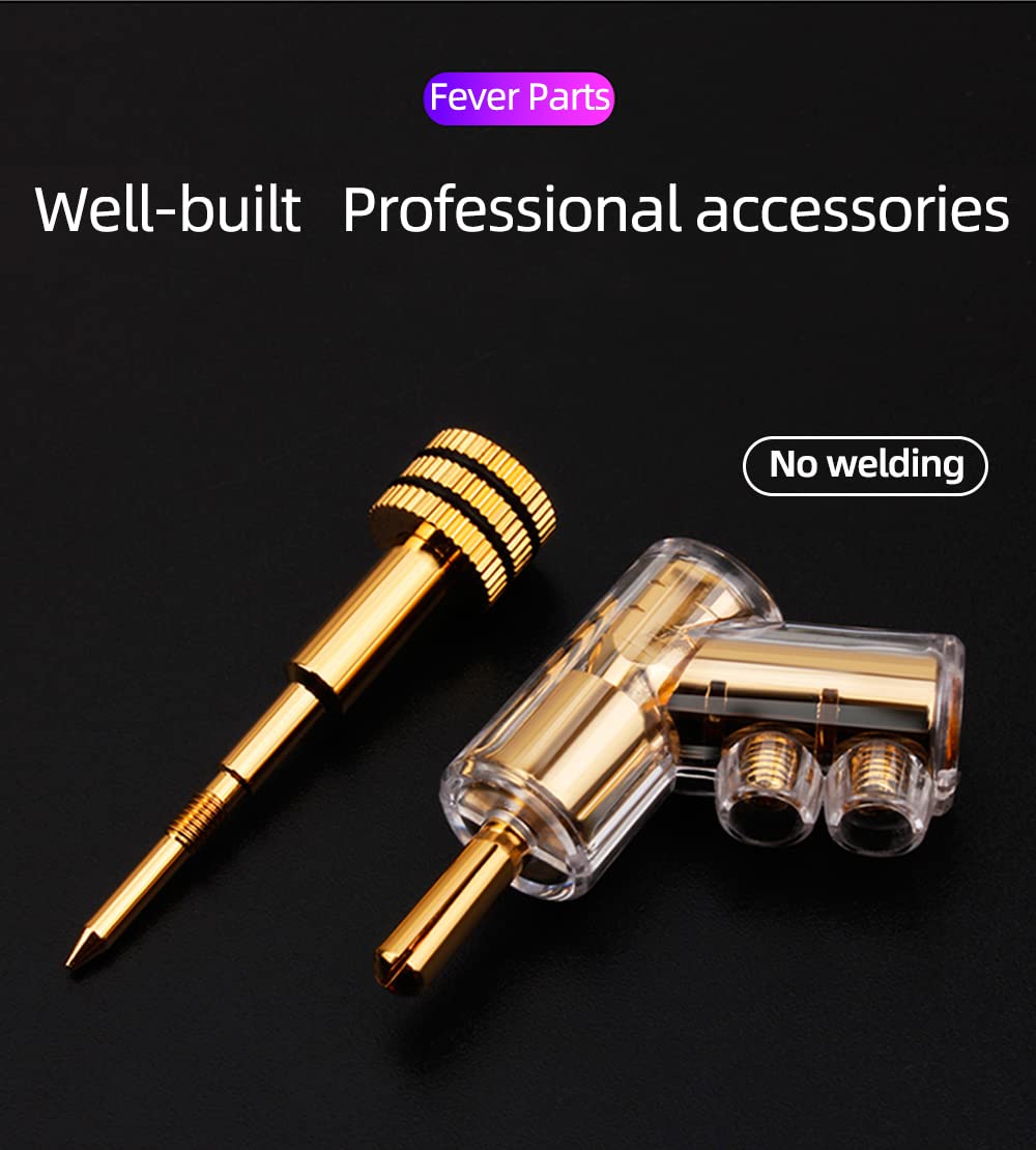 KUYIOHIFI HiFi Banana Plugs Speaker Connectors Screw Locking Banana connectors Gold Plated Speaker Plugs -2Pairs / 4 pcs