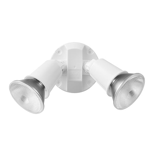 GLOBE 240 W Twin Head White Hardwired Switch Activated Security Flood Light, Spotlight, Outdoor, Outside House Lights
