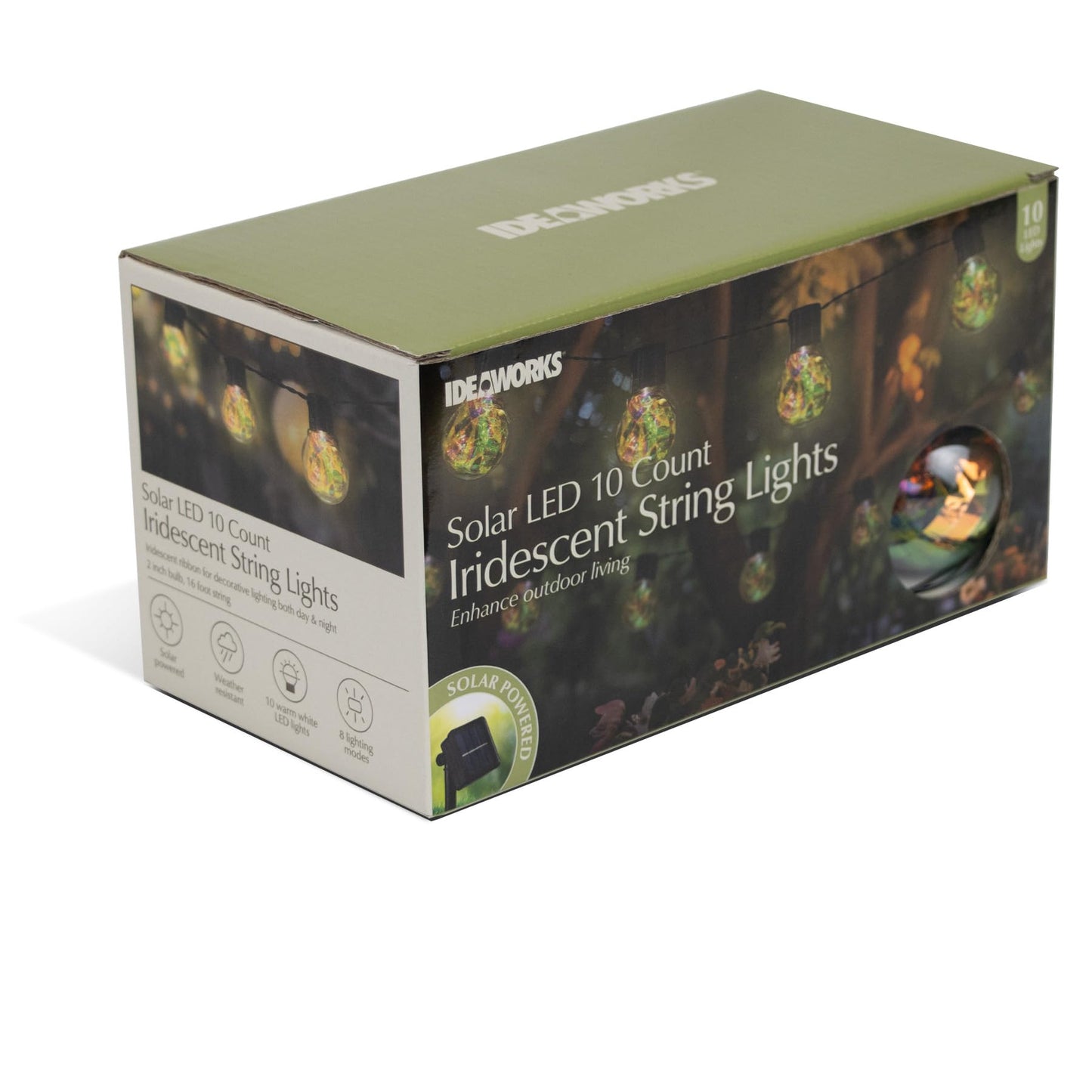 Ideaworks Solar Iridescent String Lights - 10ct Large