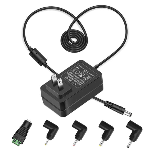 ZIFI AC 100-240V to DC 24V 1.5A Power Adapter with 5pcs DC Connectors for LED Strip Light, Essential Oil Diffuser, and More 24V Devices (Up to 1.5A…