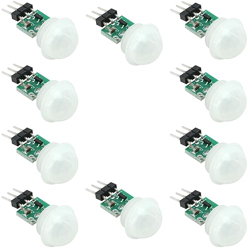 MTDELE 10Pcs Pir Sensor Am312 2.7V to 12v Mini Motion Sensor Pyroelectric Human Infrared Sensor Module