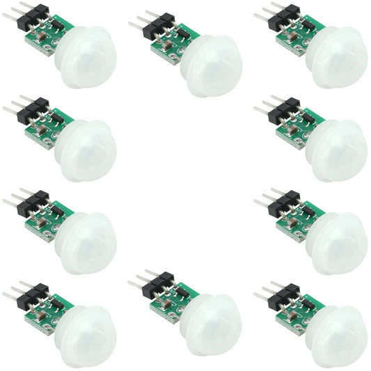 MTDELE 10Pcs Pir Sensor Am312 2.7V to 12v Mini Motion Sensor Pyroelectric Human Infrared Sensor Module