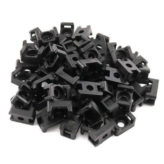 E-outstanding 100-Pack Black 4.5mm Width Cable Tie Saddle Type Mount Base Wires Holder Plastic Cord Management