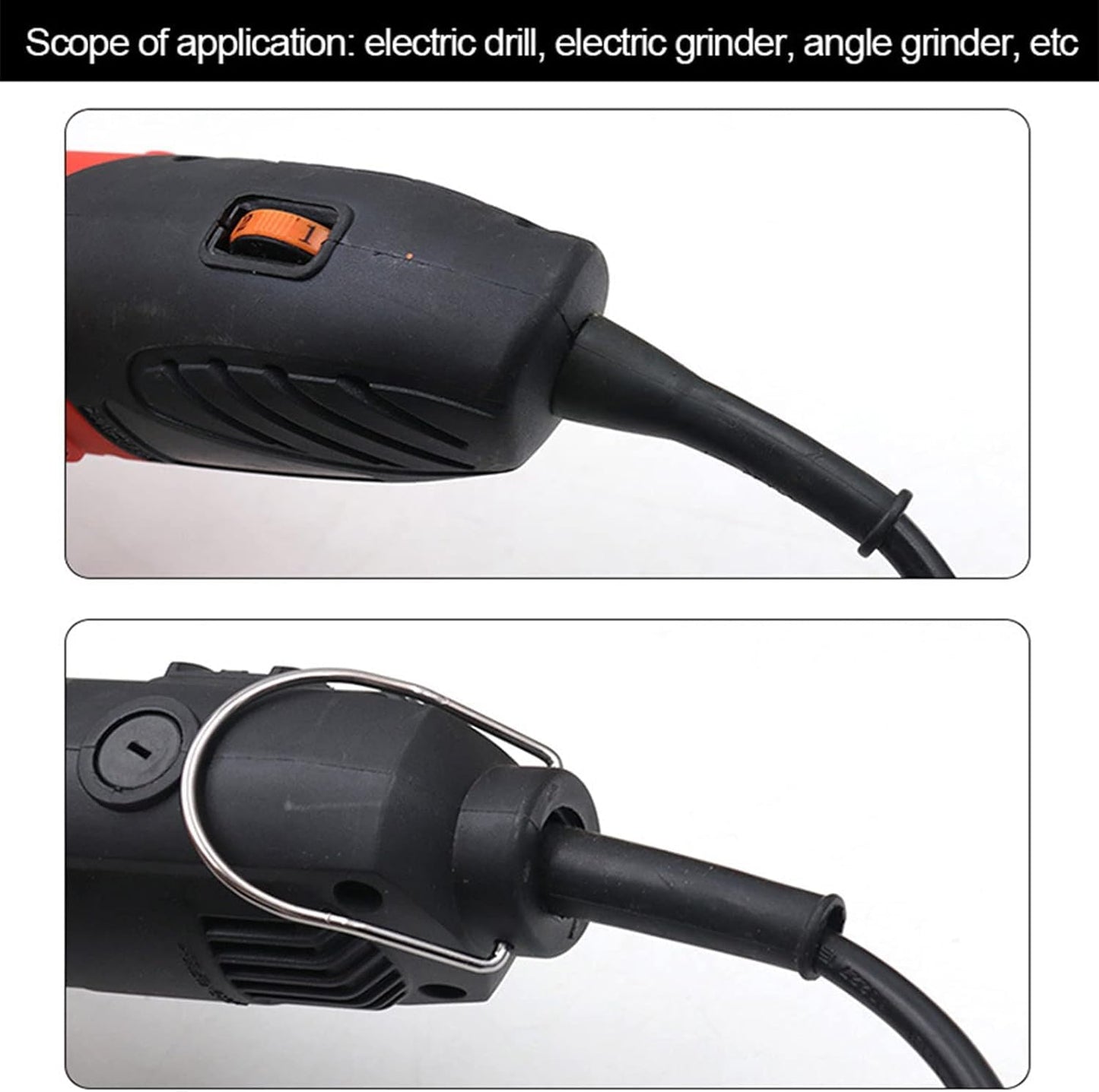 Black Strain Relief Cord Boot Protector Cable Rubber Sleeve Hose Flex- Strain Relief Protector for Electric Drill Grinder Cord Boot Protector Cable