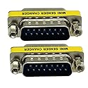 Dafensoy VGA Coupling Connector VGA/SVGA Adapter HD15-pin Male to Male 2-Pack