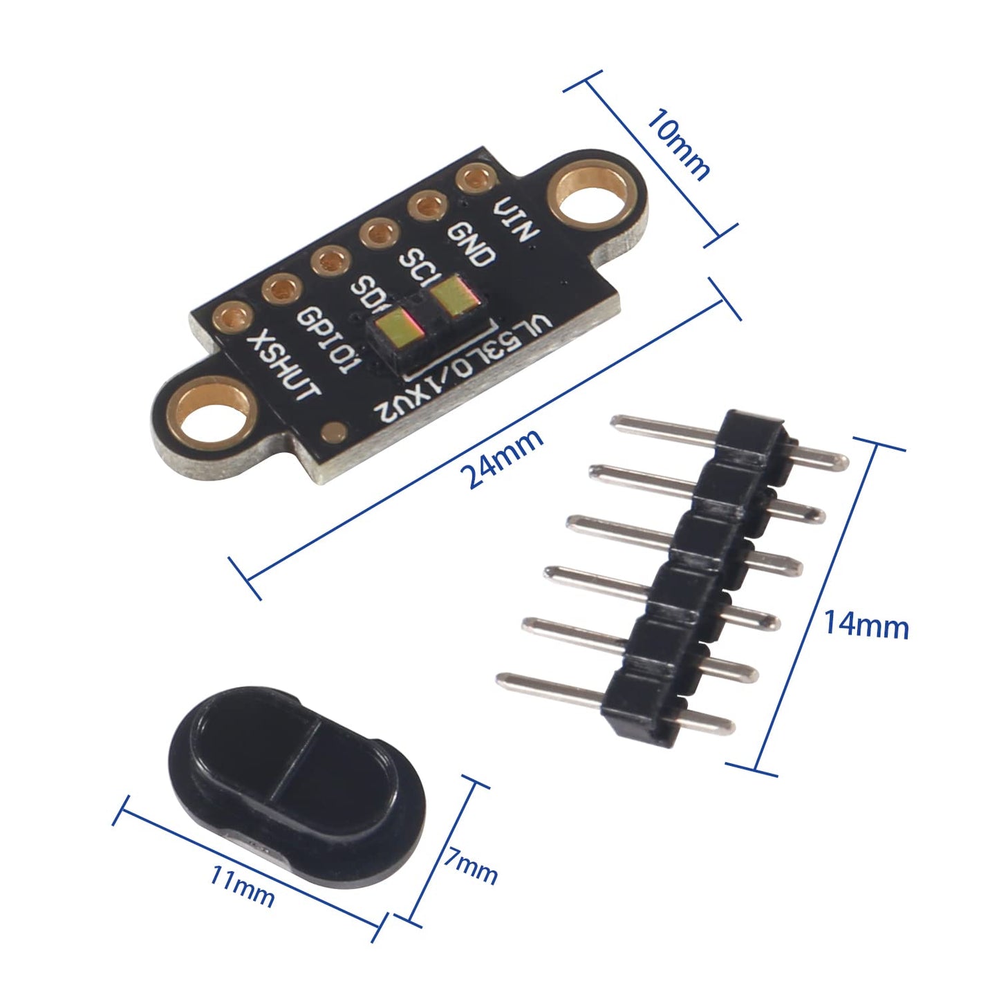 AITRIP 2PCS VL53L1X Laser Ranging Flight Time Sensor Module with Cover 3V-5V Distance 400cm Measurement Extension Board Module for Arduino