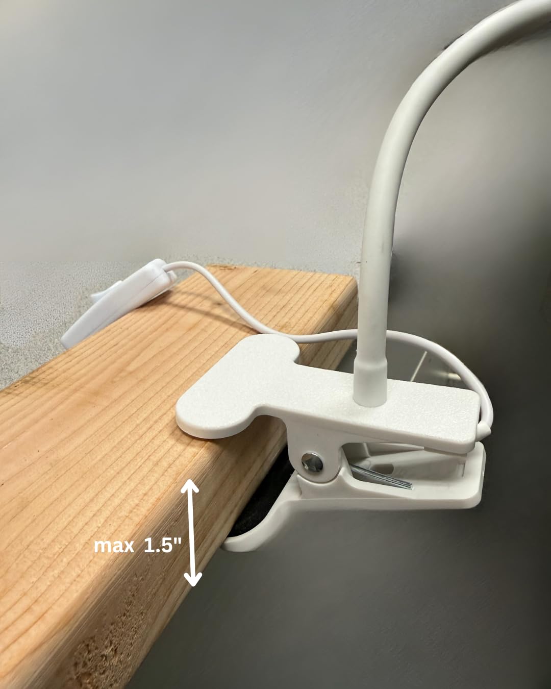 North Point Clip-On Fan with LED Light, Flexible Neck, Desk Clamp, White