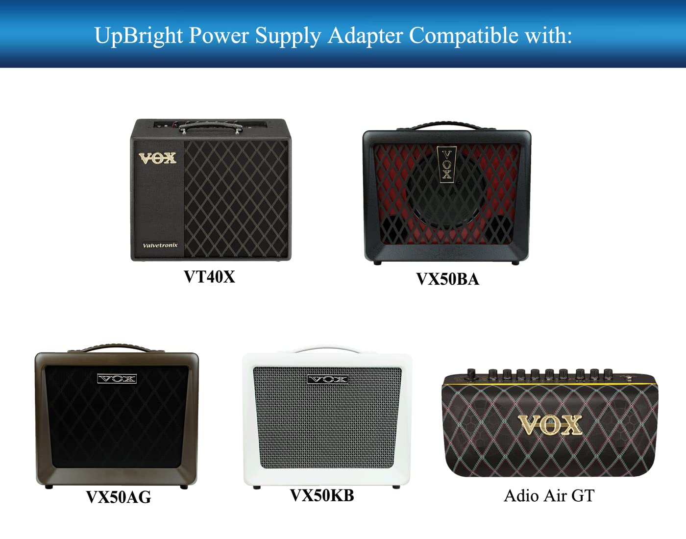 UpBright 19V AC/DC Adapter Compatible with Vox Adio Air GT & BS VT40X VT40XBRG VX50 VX50AG VX50BA VX50KB MV50 Rock AC Clean MV50CR MV50AC MV50CL…