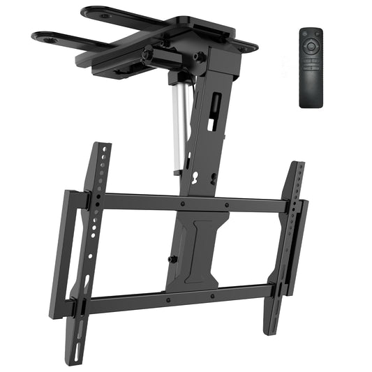 WALI Motorized Ceiling TV Mount for 37 to 75 inch Screens, Flip Down Motorized TV Mount with Remote, Flat and Curved TVs Up to 99 Lbs, Pitched Roof