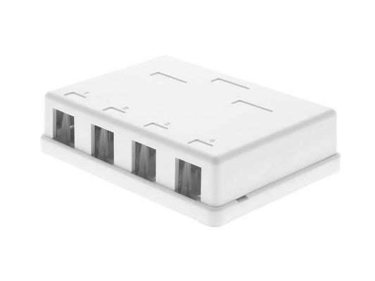Networx® 4-Port Ethernet Keystone Jack Surface Mount Box, Unloaded, White