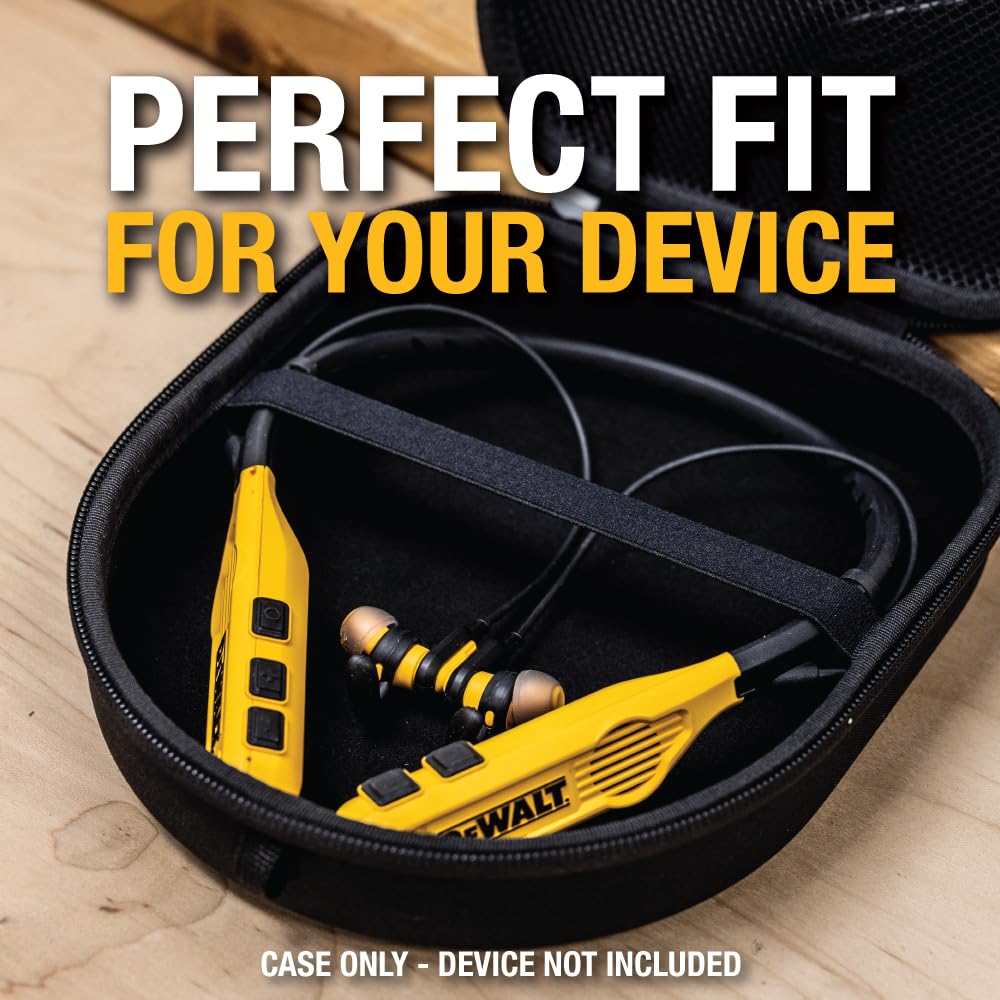 DEWALT Heavy Duty Protective Headphone Case for Pro Max Neckband, Compact Lightweight w/EVA Earphone Hard Shell Case, Headset Travel Carry Shockproof