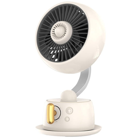 Dametol Cordless Desk Fan with 120° Oscillation, Quiet Rechargeable Table Fan with Stepless Speed Control, Magnetic Aromatherapy, Night Light & USB-C