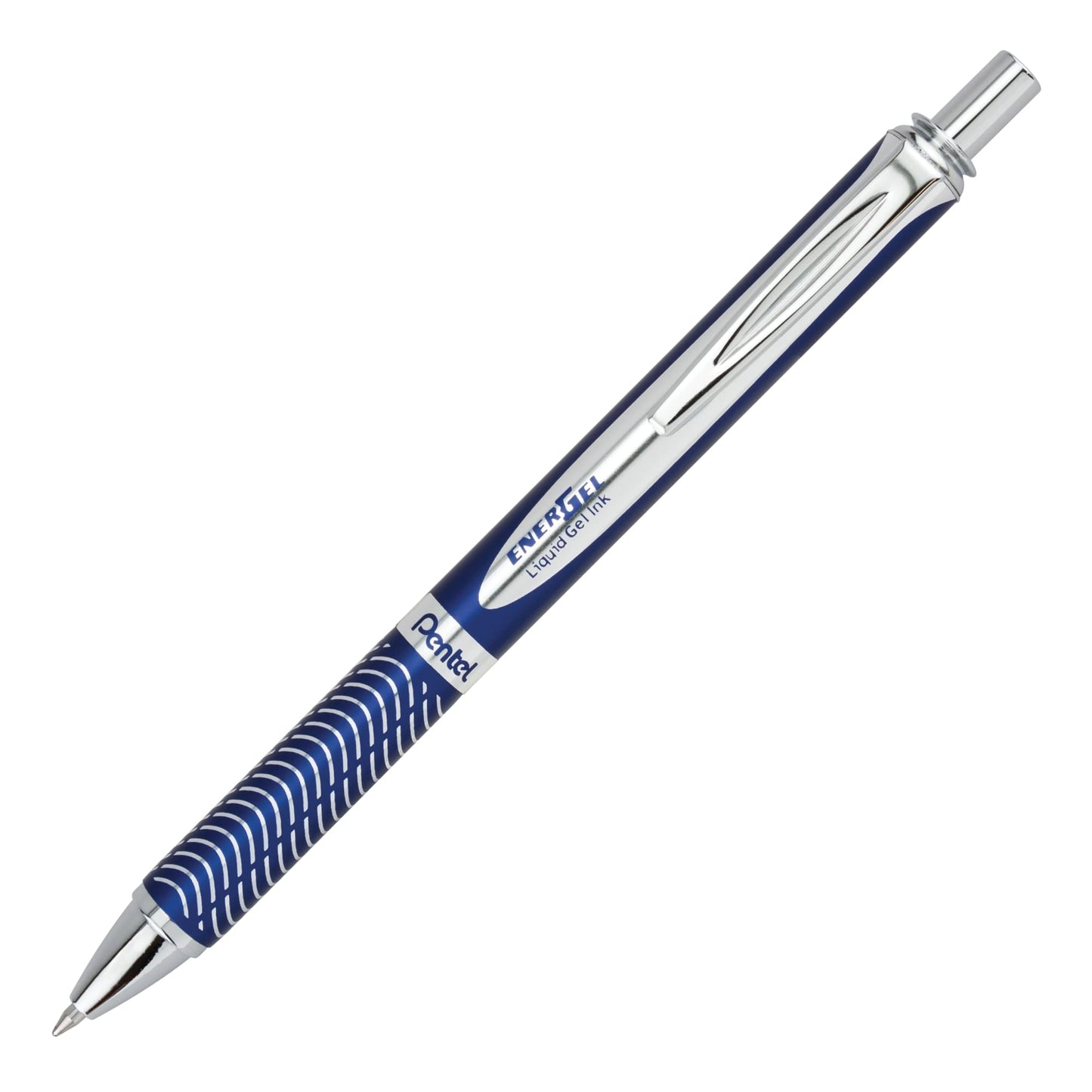Pentel Energel Alloy Retractable Liquid Gel Pen, (0.7mm) Medium Line, Navy Blue Barrel, Black Ink, 1 Pack (BL407CBPA)