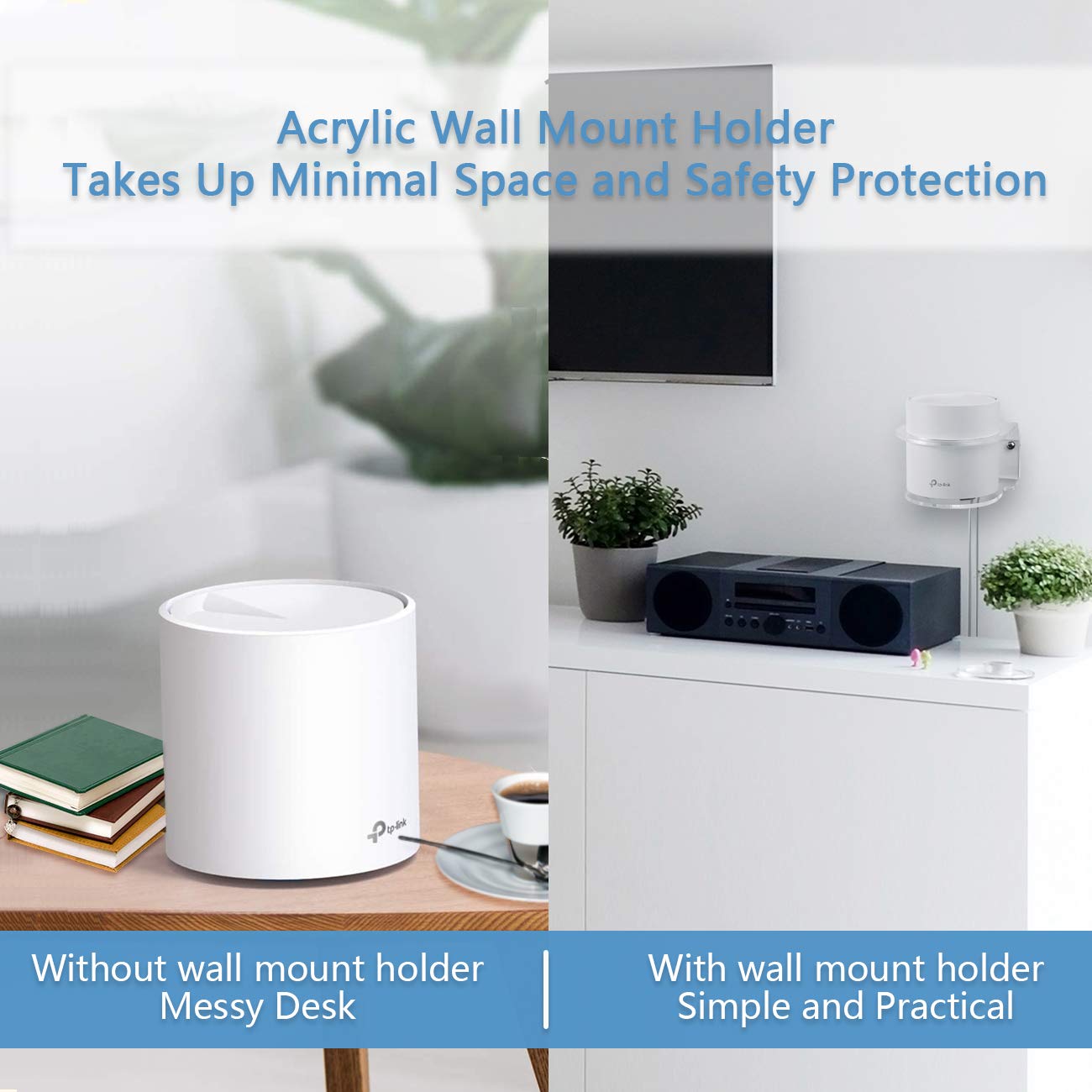 Wall Mount Holder for TP-Link Deco X20 X55 X55 Pro X60 X68 WiFi 6 Mesh WiFi(AX1800,AX3000,AX3600),Simple and Sturdy Acrylic Wall Mount Holder Stand