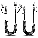 60W Coiled USB C Cable,iPhone Charger Cable for Car 2Pack 4FT [MFi Certified] Coiled Lightning Cable Fast Charging USB C to Lightning Cord