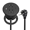Desk Power Grommet USB C Total 30W, 3.15 Inch PD Fast Charge Desktop Power Strip 2 Outlets 2 USB Ports Recessed Flat Plug Extension Cord Mount into