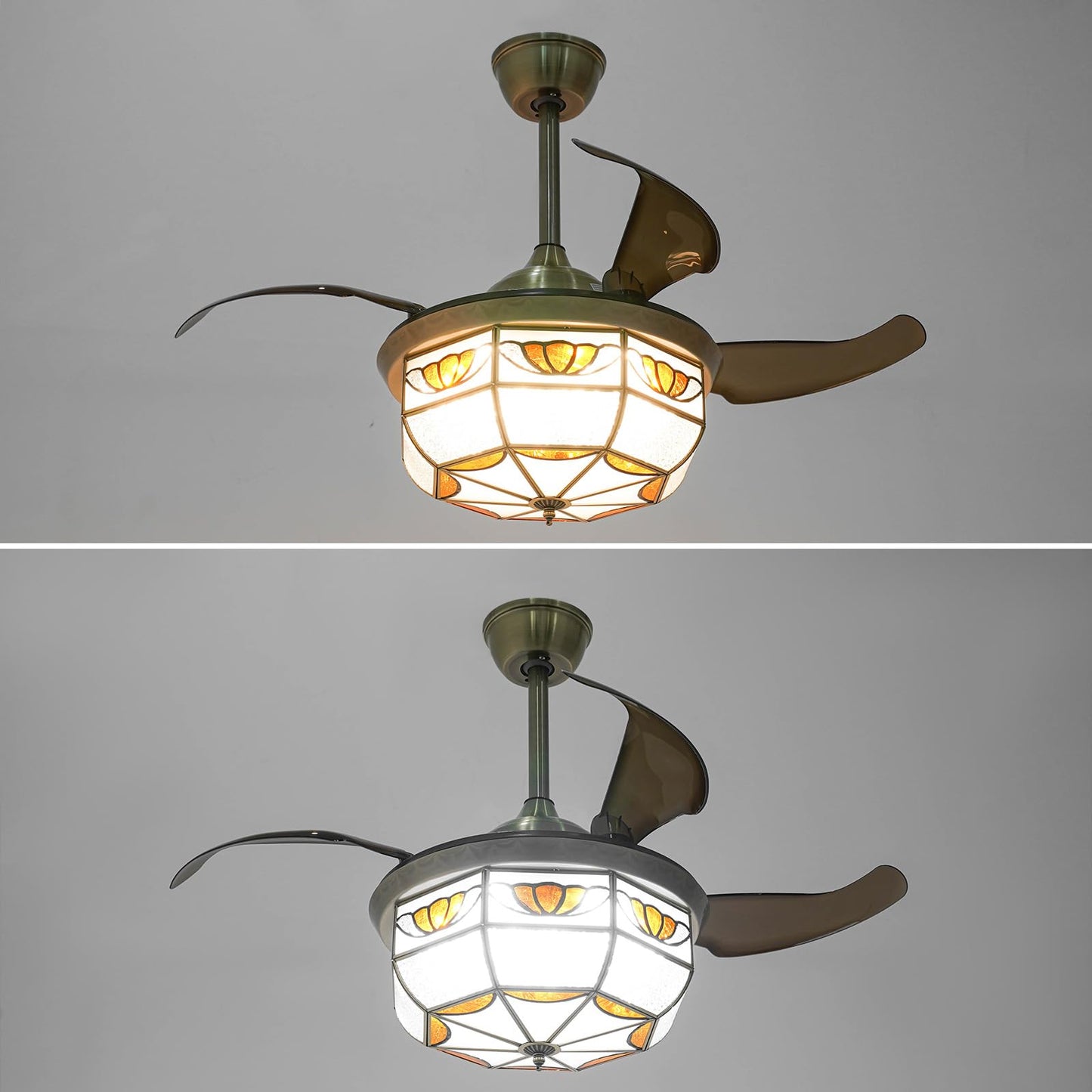 36" Ceiling Fan with Light Remote 6 Speeds Bronze Reversible LE