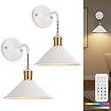 Eclipterra Battery Operated Wall Sconce Set of 2, Dimmable Wireless RGB Wall Sconce Decor with Remote Indoor Cordless Wall Lamp Lighting for Bedroom